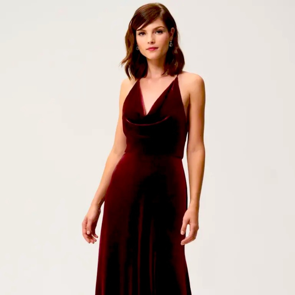 Jenny Yoo Velvet Berry Bridesmaid Dress